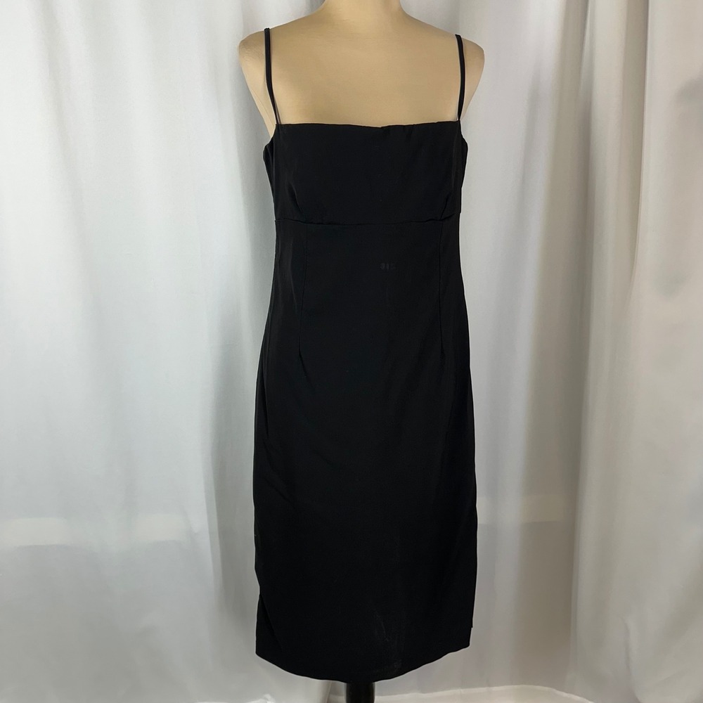 SKY David Park Black Slip Dress Sizeβ L Spaghetti Strap Minimalist Midi READ